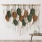 Large Macrame Wall Hanging Boho Woven Tapestry with Leaf and Feather Design, Handmade Modern Bohemian Wall Art for Apartment, Dorm, Living Room, Bedroom, or Nursery, 39"W x 29.5"L
